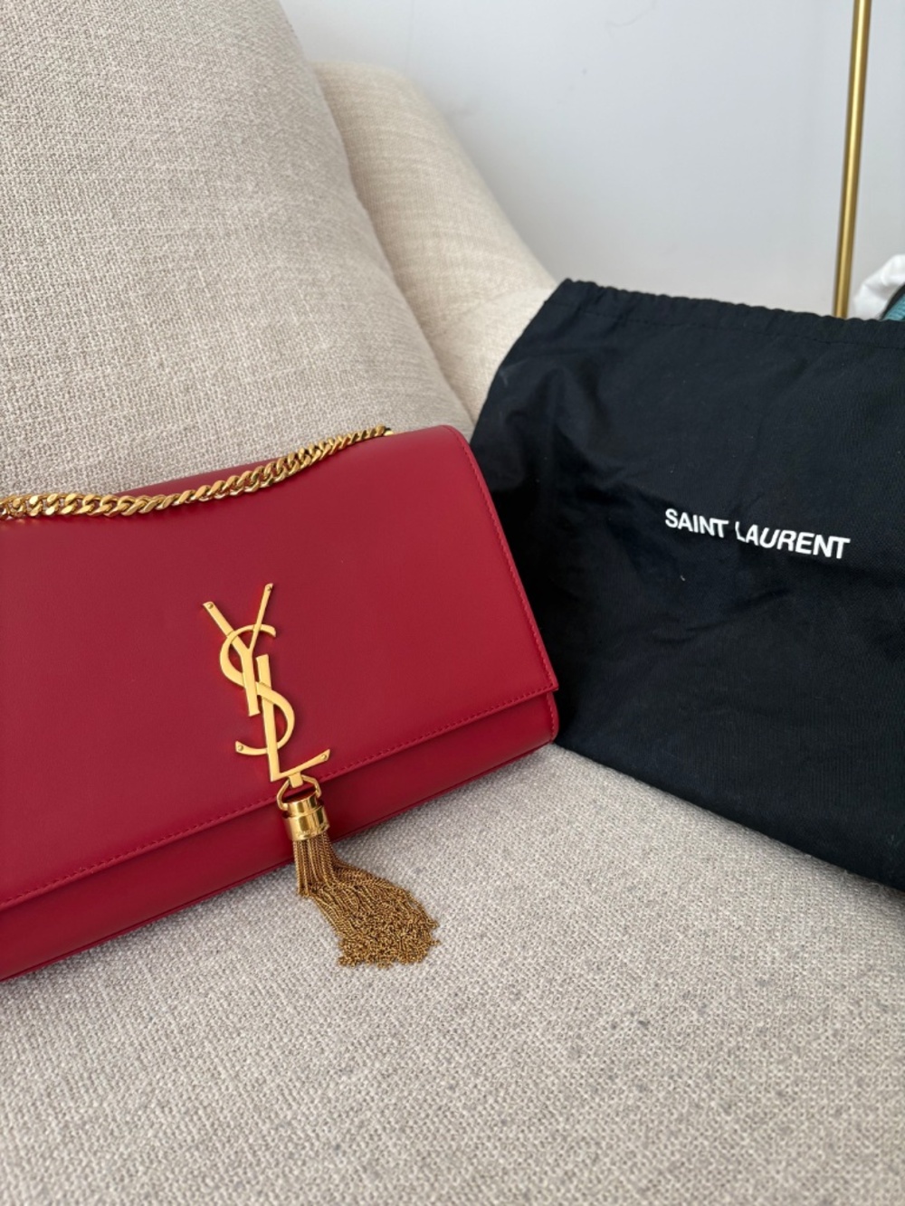 YSL Saint Laurent Medium Classic Monogram Kate Tassel with Dust Bag